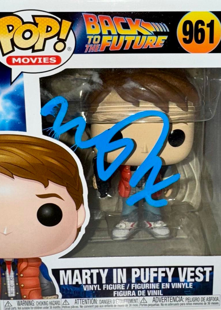 Michael J Fox Signed Funko Pop #961 Marty McFly Back To The Future - Beckett COA #2